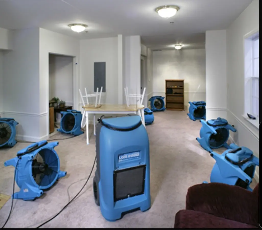 Air movers and dehumidifier setup for Water Extraction & Removal in Homer